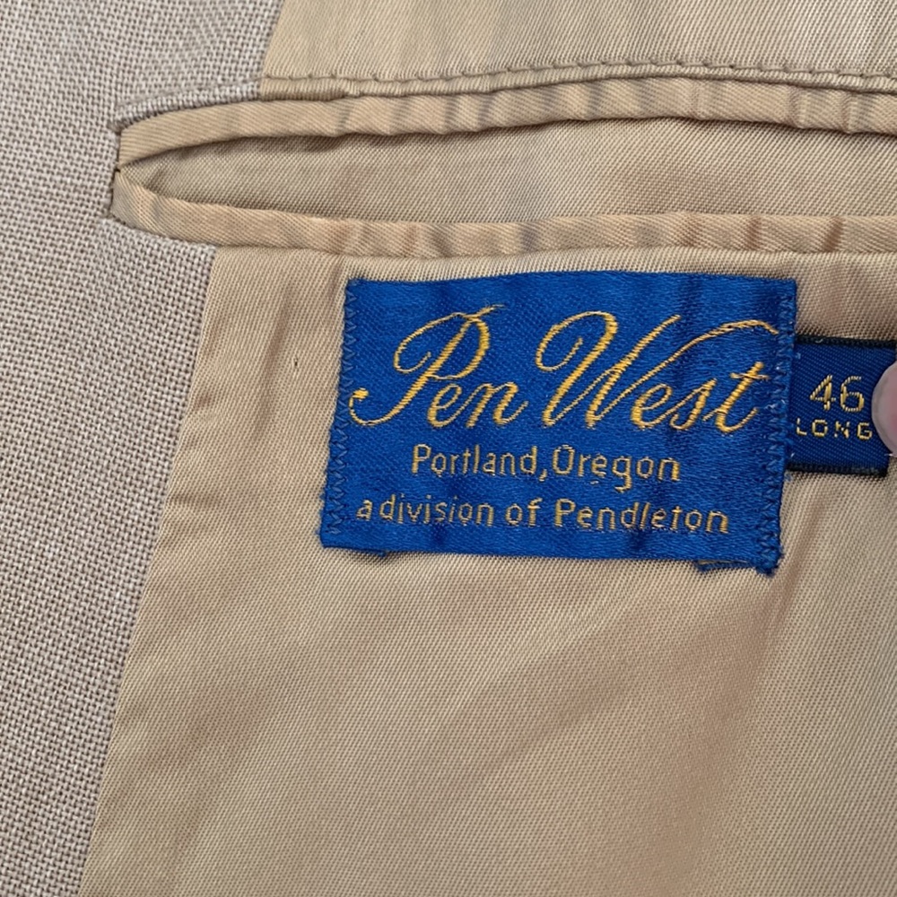 Vintage Pen West Pendleton Western Blazer Suede Elbow Patches size 46L - Picture 8 of 11